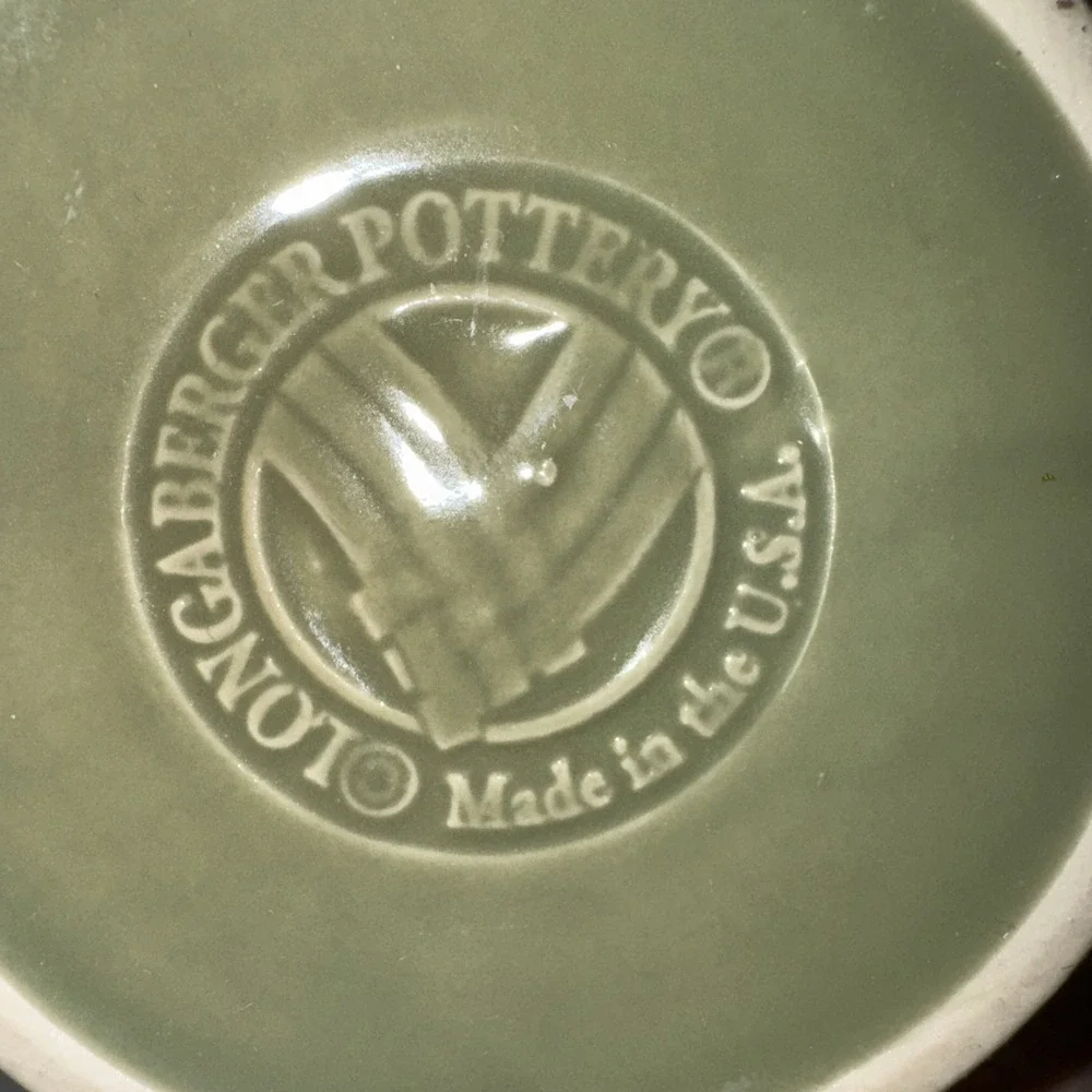Longaberger Crock Woven Traditions Pottery Sage Green 3.5 Inches Tall USA GW992